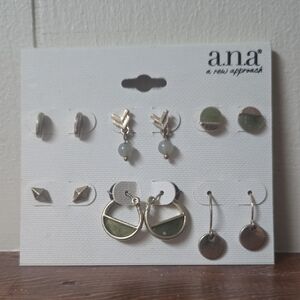 a.n.a Silver and Green Earring Collection